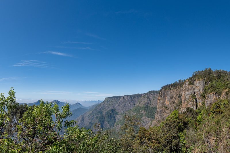 Pillar Rocks rising above the forest at Kodaikanal